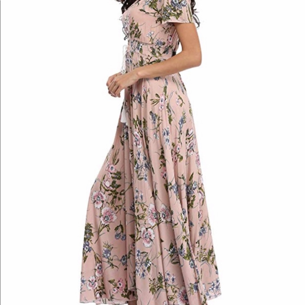 Boho Button Front Floral Maxi Dress. Size Lg. - Picture 2 of 4